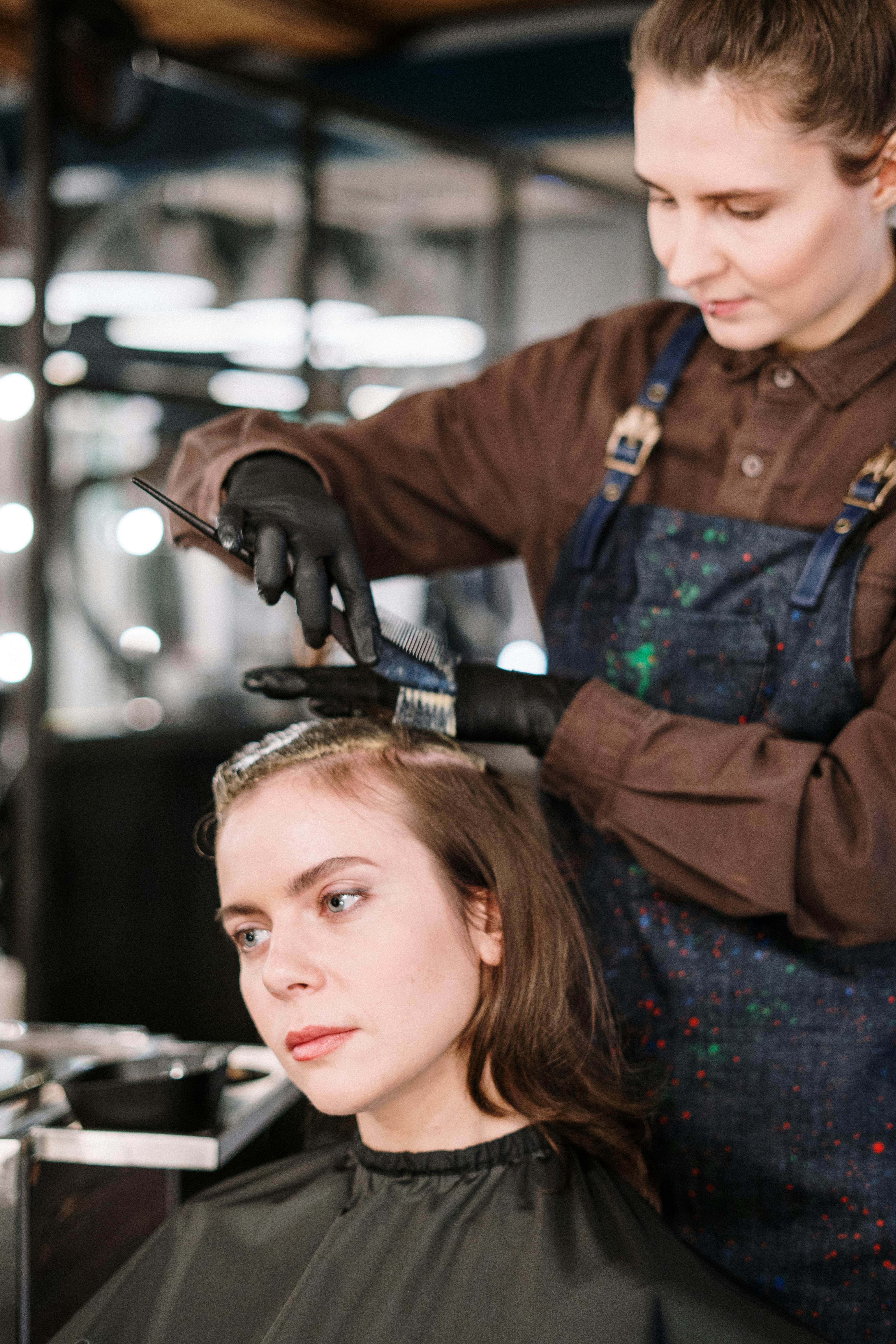 Hair colour service in salon